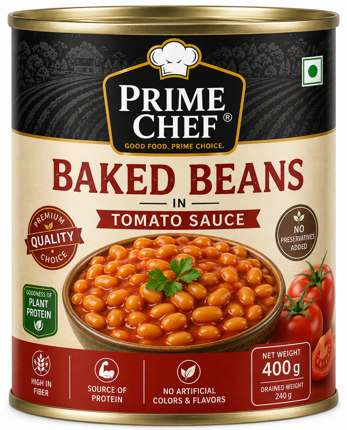 PRIME CHEF BAKED BEANS IN TOMATO SAUCE 400GM