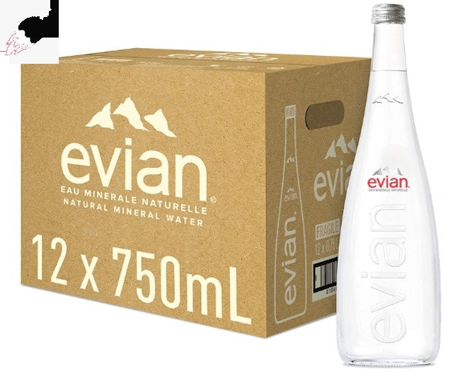 Evian still glass 750ml x 12