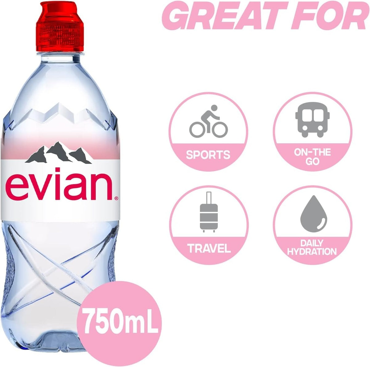 Evian sports cap 750ml x 4