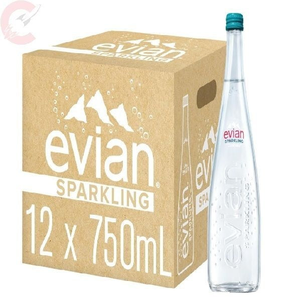 Evian sparkling glass 750ml x 12